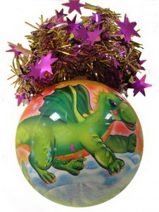 Шар "Рождественский" Ш95030 d95мм. (Зеленый Дракончик)